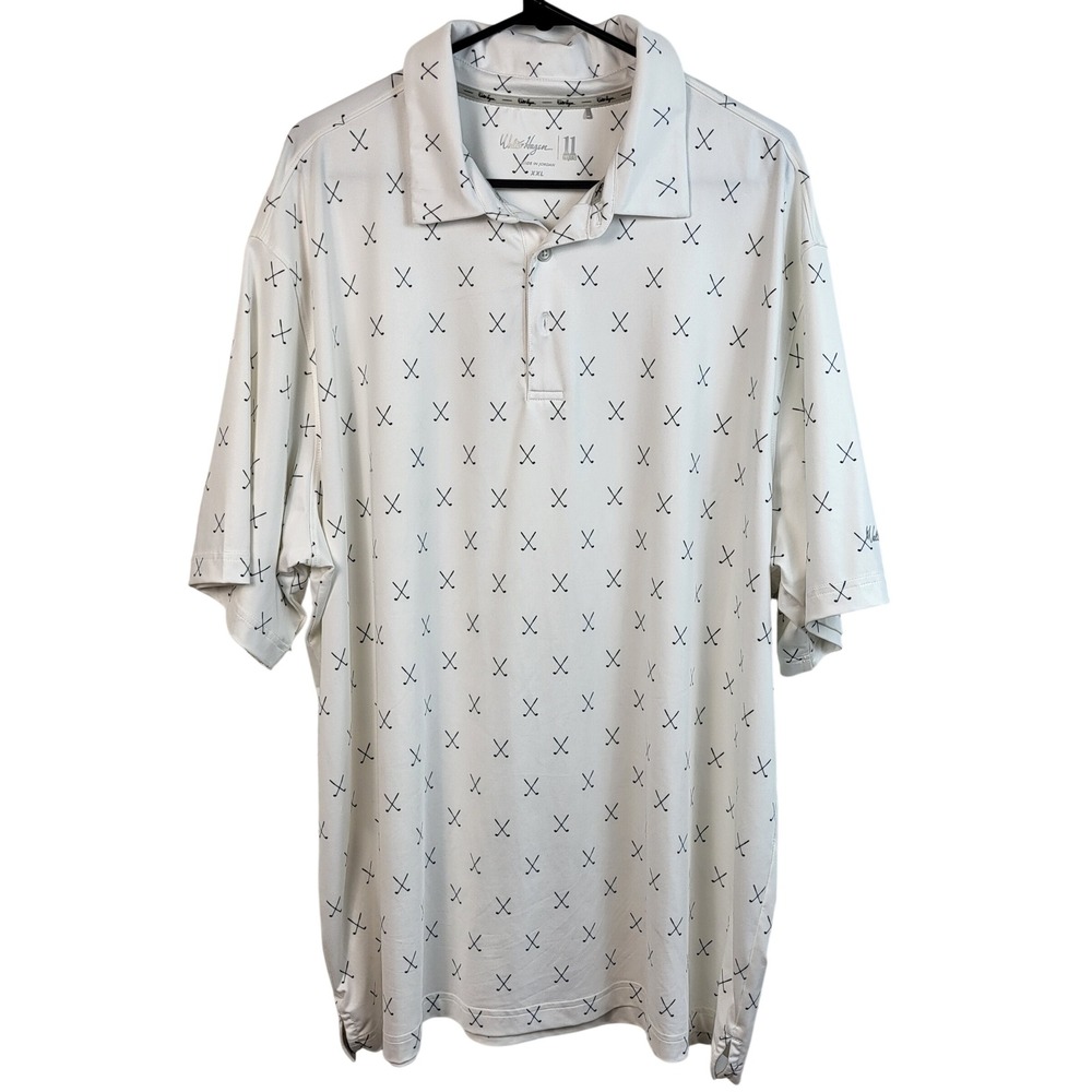 Walter Hagen 11 Majors Golf Polo Mens XXL White Crossed Clubs Performance Shirt